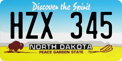 ND license plate HZX345