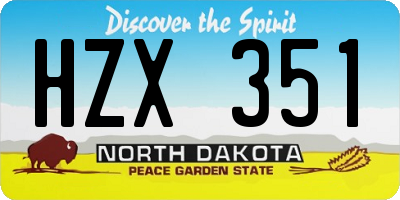 ND license plate HZX351
