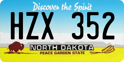 ND license plate HZX352