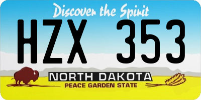 ND license plate HZX353
