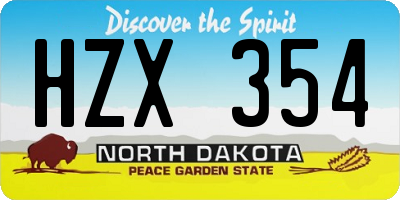 ND license plate HZX354