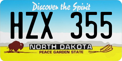 ND license plate HZX355