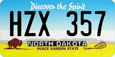 ND license plate HZX357