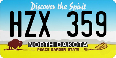 ND license plate HZX359