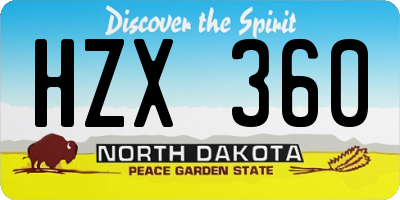 ND license plate HZX360
