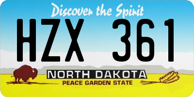 ND license plate HZX361