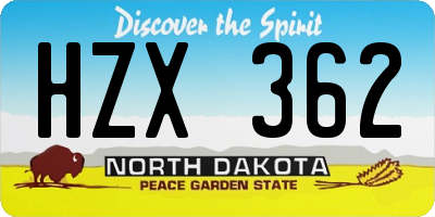 ND license plate HZX362