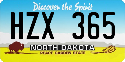 ND license plate HZX365