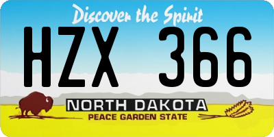 ND license plate HZX366