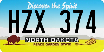 ND license plate HZX374