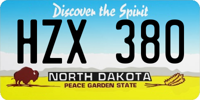 ND license plate HZX380