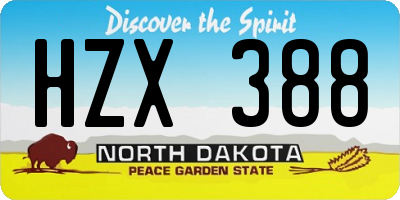 ND license plate HZX388