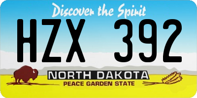 ND license plate HZX392