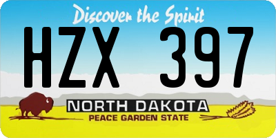 ND license plate HZX397