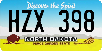 ND license plate HZX398