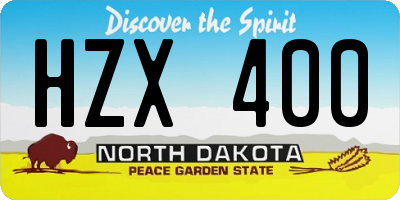 ND license plate HZX400
