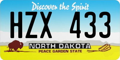 ND license plate HZX433