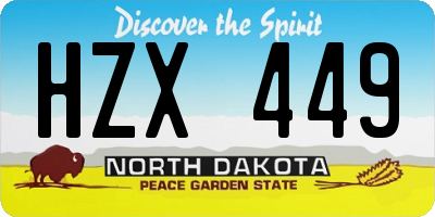 ND license plate HZX449