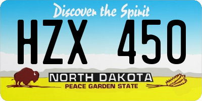 ND license plate HZX450