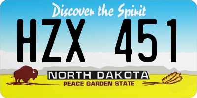 ND license plate HZX451