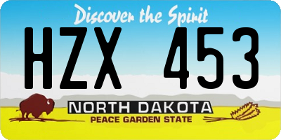 ND license plate HZX453