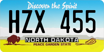 ND license plate HZX455