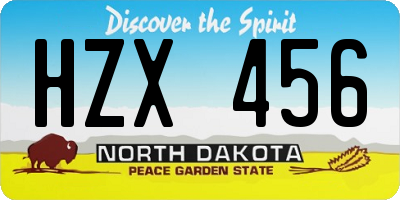 ND license plate HZX456