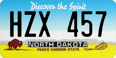 ND license plate HZX457