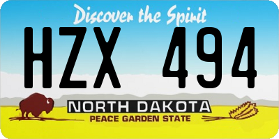 ND license plate HZX494
