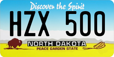 ND license plate HZX500
