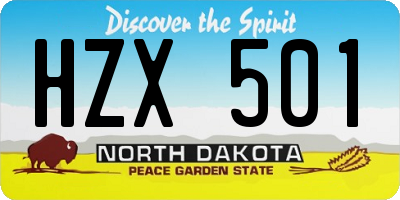 ND license plate HZX501