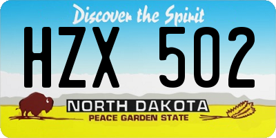 ND license plate HZX502
