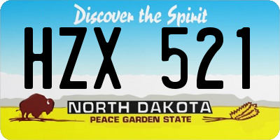 ND license plate HZX521