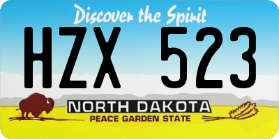 ND license plate HZX523