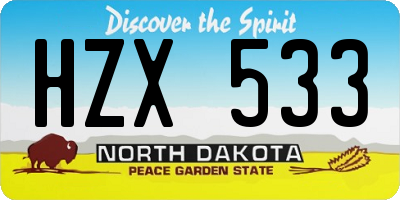 ND license plate HZX533