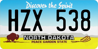 ND license plate HZX538