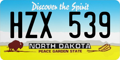 ND license plate HZX539
