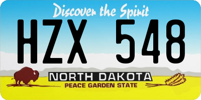 ND license plate HZX548