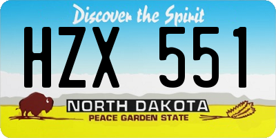ND license plate HZX551
