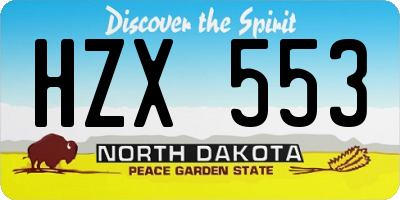 ND license plate HZX553