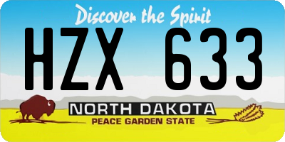 ND license plate HZX633
