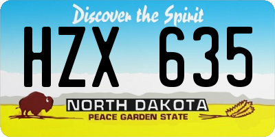 ND license plate HZX635