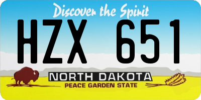 ND license plate HZX651