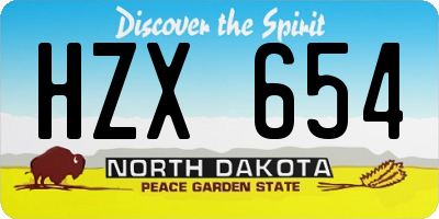 ND license plate HZX654