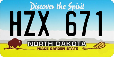 ND license plate HZX671