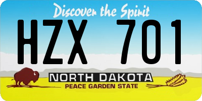 ND license plate HZX701