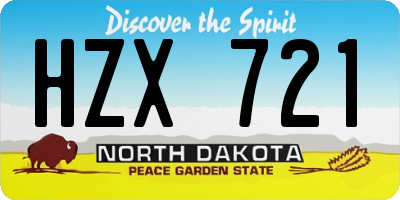 ND license plate HZX721