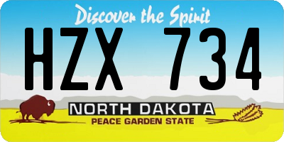 ND license plate HZX734