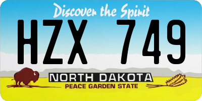 ND license plate HZX749