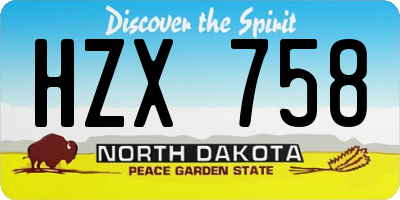 ND license plate HZX758